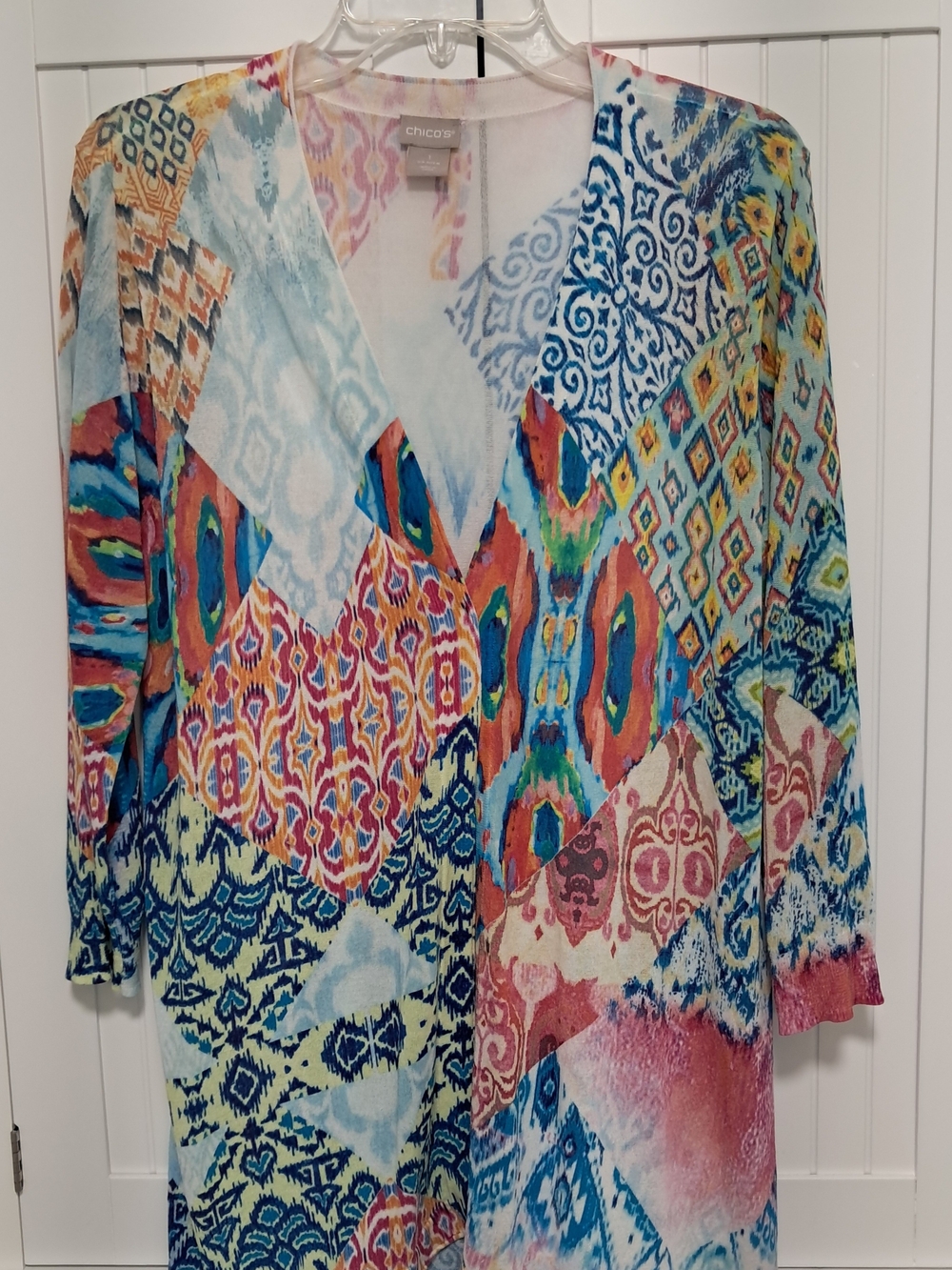 Chicos Cardigan Sweater & Tank SET Multicolor Ikat Cotton Knit Sz M $169 NWT - Picture 4 of 7